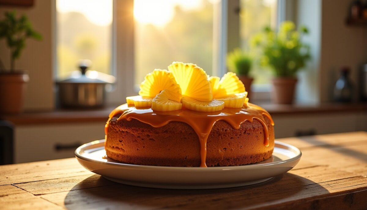 Délicieux gâteau moelleux au caramel et ananas : recette rapide et simple